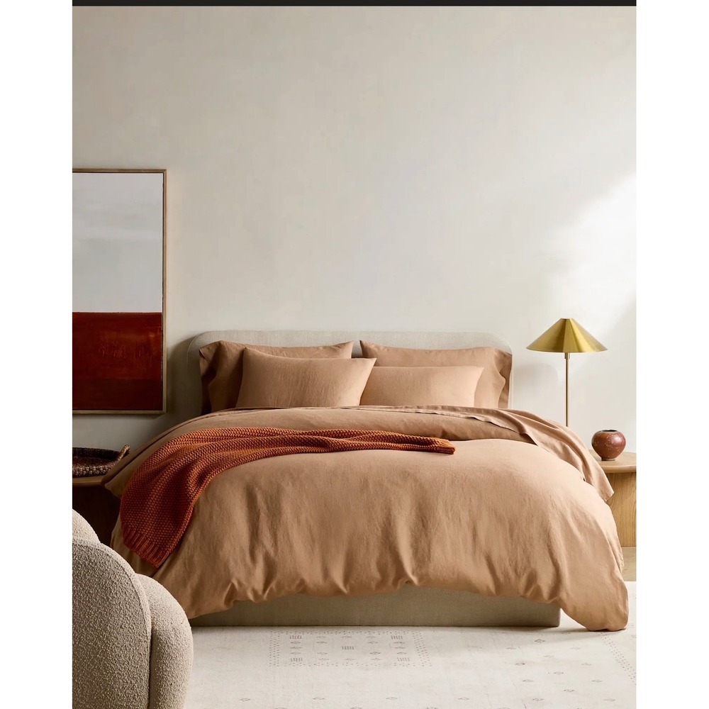 Quince European Linen Duvet Cover King Cal King Latte NWOT